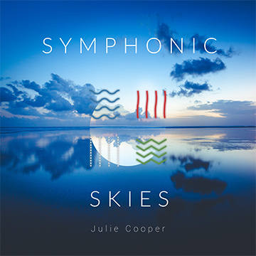 A clear blue body of water with Symphonic Skies overlaid